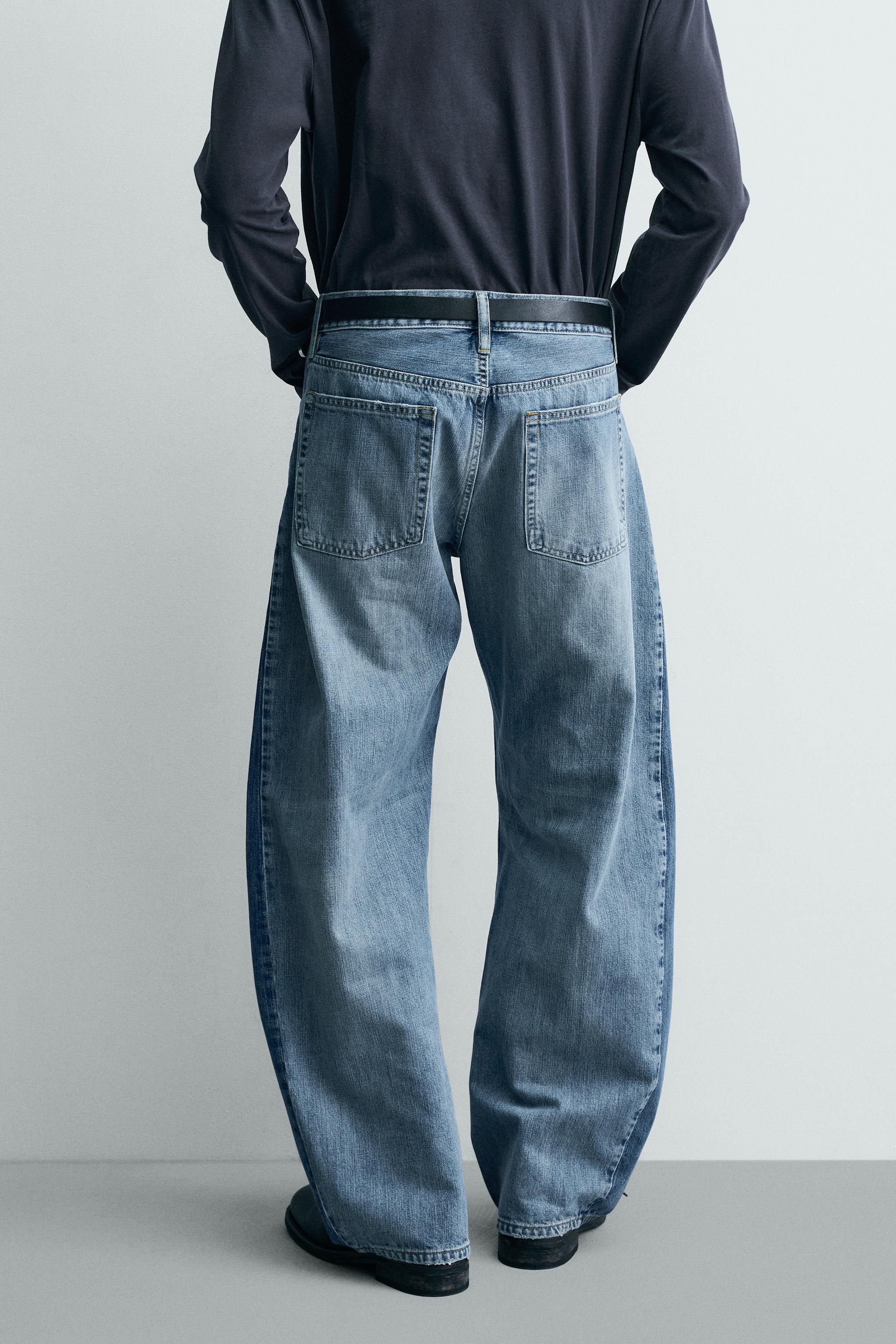 LOOSE BALLOON FIT JEANS WITH CONTRASTING BANDS